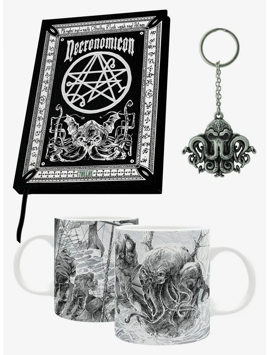 Boxlunch H.P. Lovecraft Cthulhu Journal Keychain And Mug 3-Piece Set 1 Boxlunch H.P. Lovecraft Cthulhu Journal Keychain And Mug 3-Piece Set
