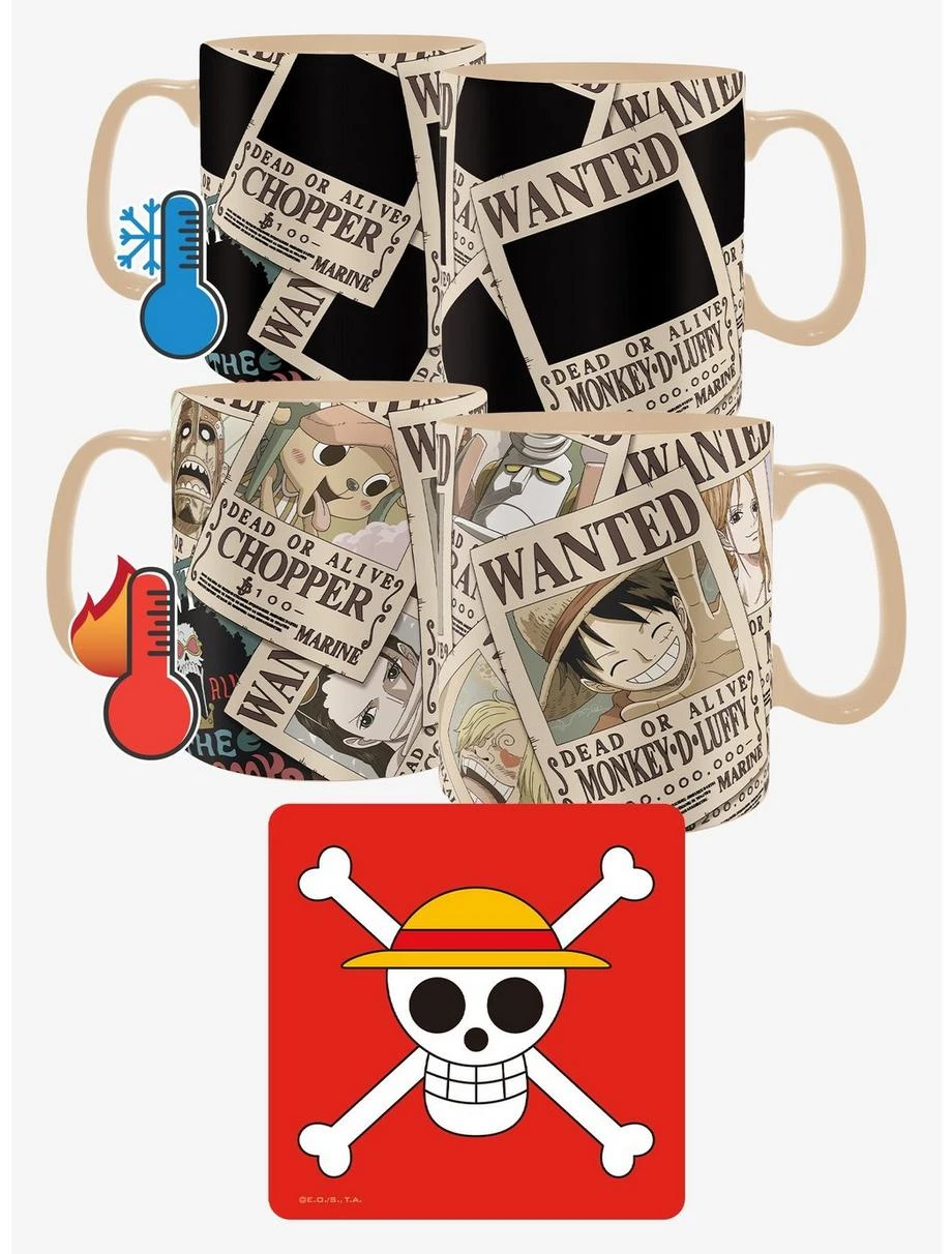 Boxlunch One Piece Straw Hat Crew Magic Mug & Coaster Set 2 Boxlunch One Piece Straw Hat Crew Magic Mug & Coaster Set - Image 2