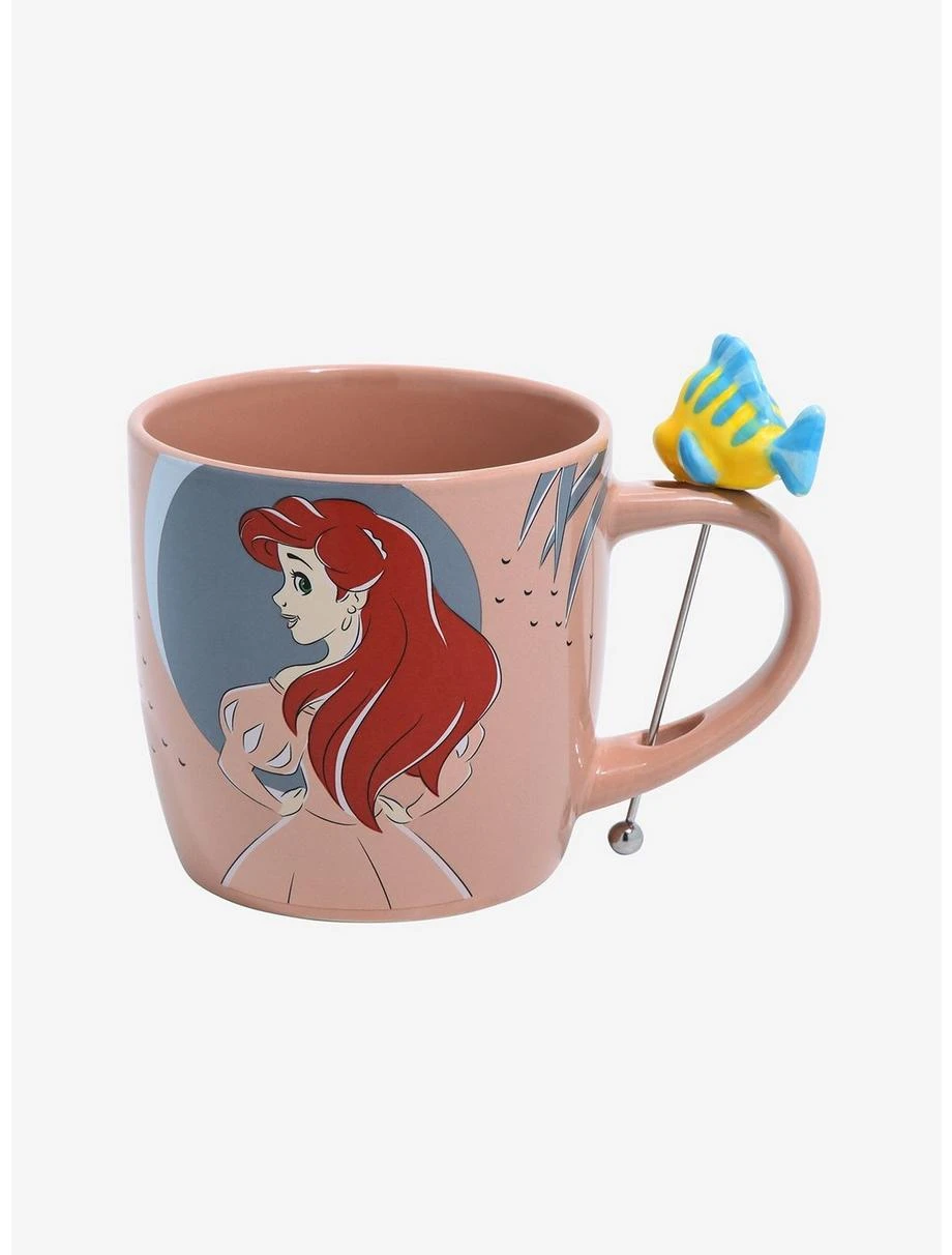 Boxlunch Disney The Little Mermaid Ariel Mug With Figural Flounder Stirrer 2 Boxlunch Disney The Little Mermaid Ariel Mug With Figural Flounder Stirrer - Image 2