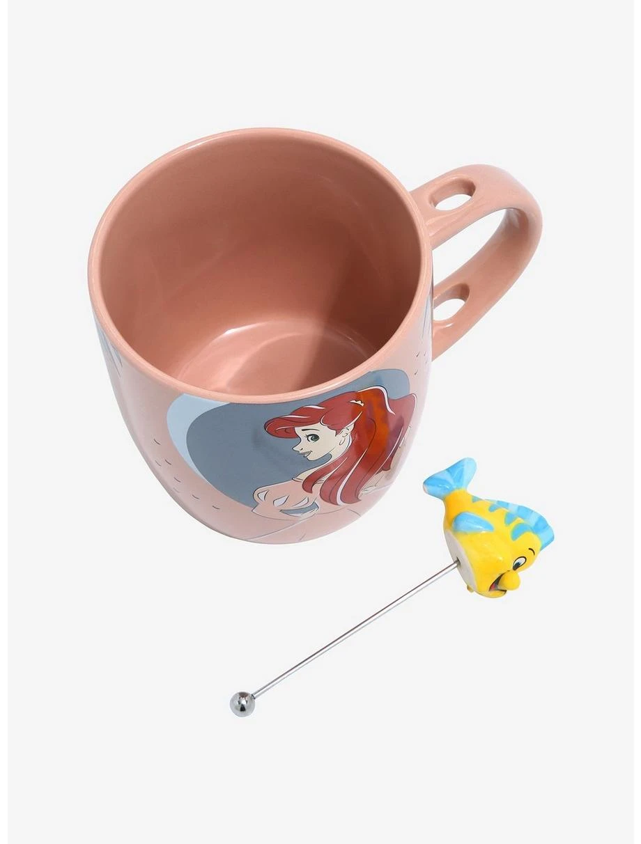 Boxlunch Disney The Little Mermaid Ariel Mug With Figural Flounder Stirrer 3 Boxlunch Disney The Little Mermaid Ariel Mug With Figural Flounder Stirrer - Image 3