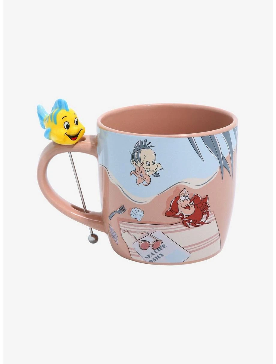 Boxlunch Disney The Little Mermaid Ariel Mug With Figural Flounder Stirrer 1 Boxlunch Disney The Little Mermaid Ariel Mug With Figural Flounder Stirrer