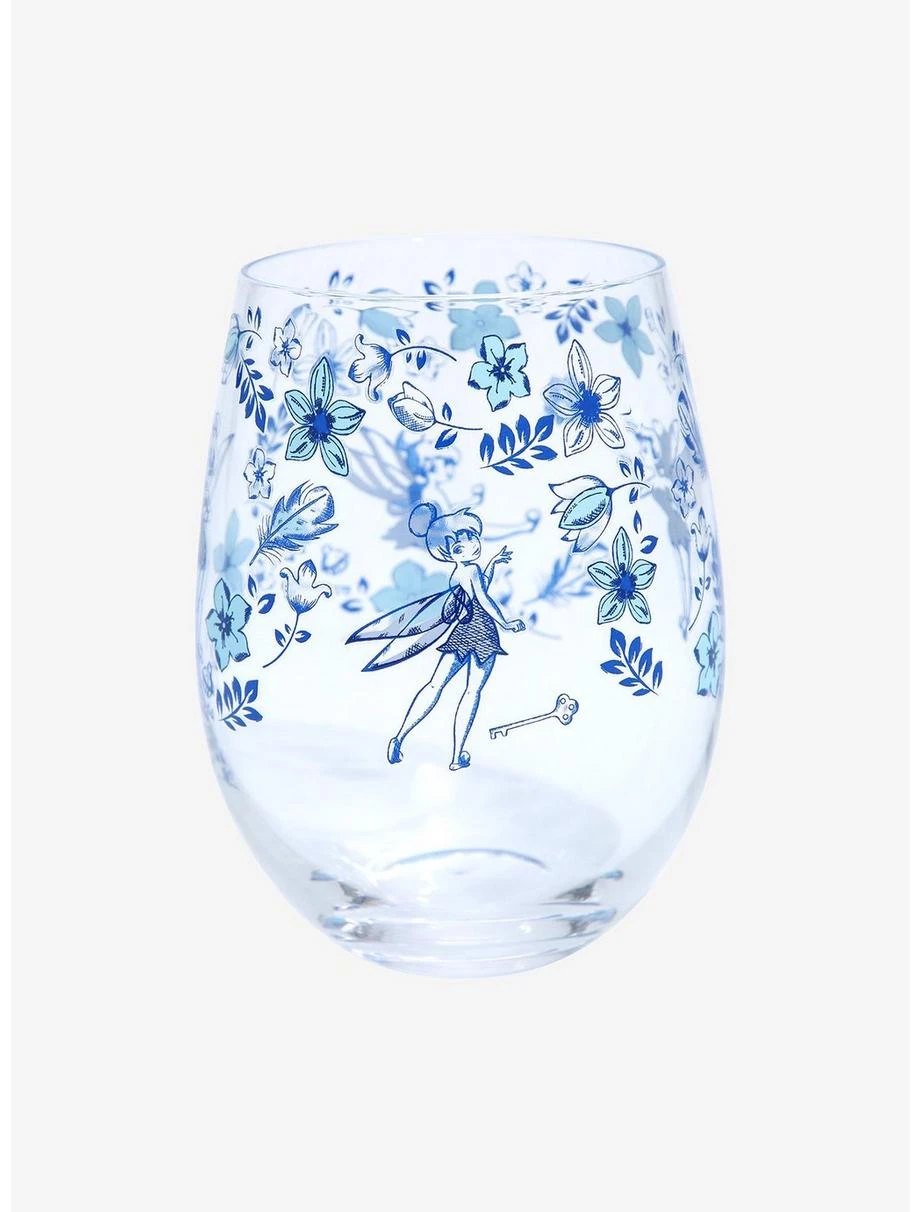 Boxlunch Disney Peter Pan Tinker Bell Floral Pose Wine Glass - Image 2