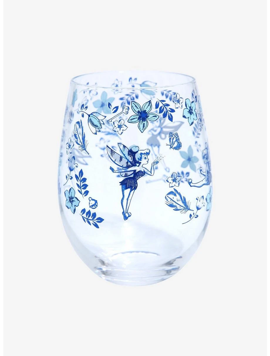 Boxlunch Disney Peter Pan Tinker Bell Floral Pose Wine Glass - Image 3