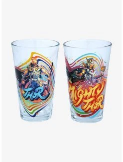 Boxlunch Marvel Thor: Love And Thunder Thor & Mighty Thor Paint Portraits Pint Glass