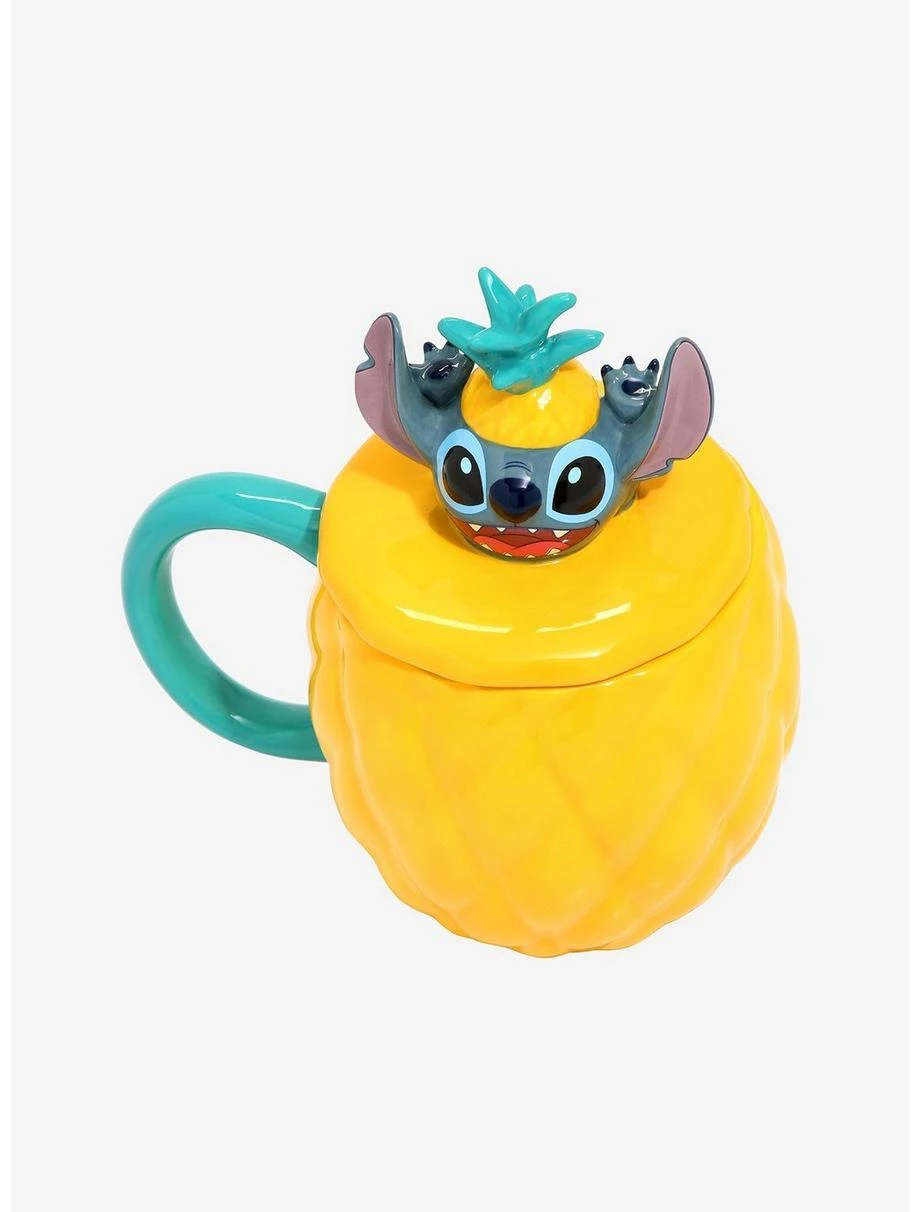 Boxlunch Disney Lilo & Stitch Pineapple Mug With Lid 3 Boxlunch Disney Lilo & Stitch Pineapple Mug With Lid - Image 3