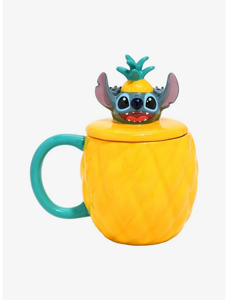 Boxlunch Disney Lilo & Stitch Pineapple Mug With Lid 1 Boxlunch Disney Lilo & Stitch Pineapple Mug With Lid