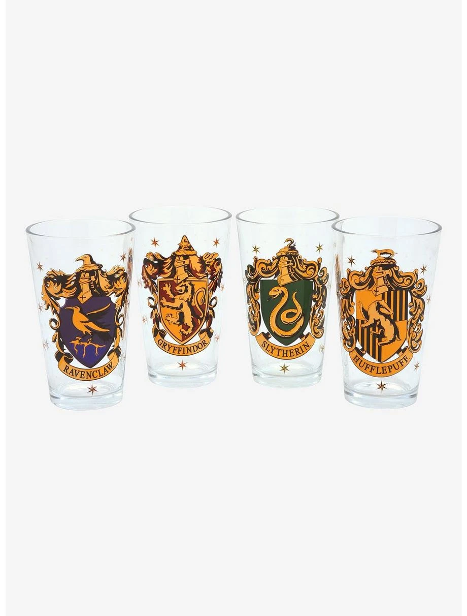 Boxlunch Harry Potter Hogwarts House Crest Pint Glass Set 1 Boxlunch Harry Potter Hogwarts House Crest Pint Glass Set