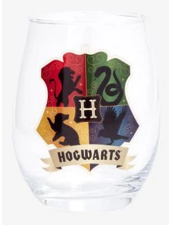 Boxlunch Harry Potter Colorful Hogwarts Crest Wine Glass