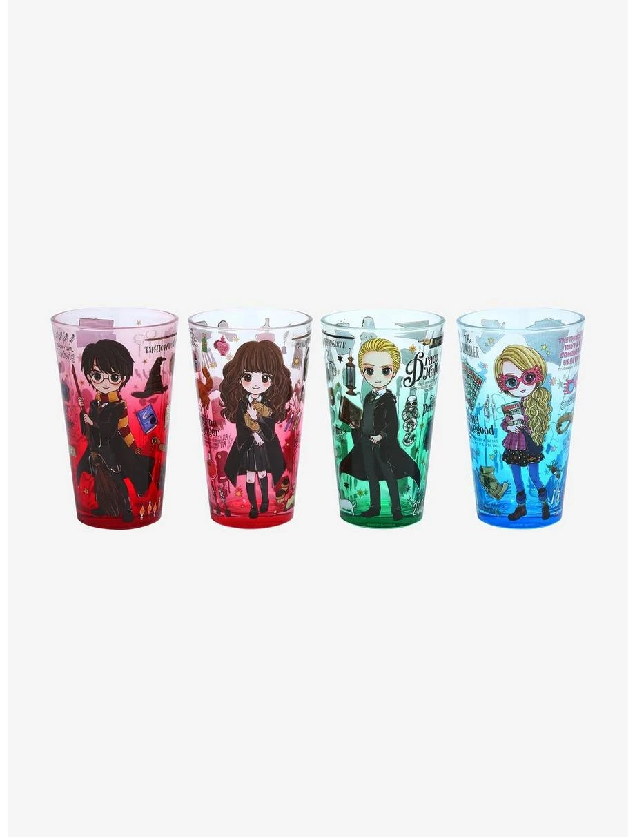 Boxlunch Harry Potter Chibi Characters Pint Glass Set 1 Boxlunch Harry Potter Chibi Characters Pint Glass Set