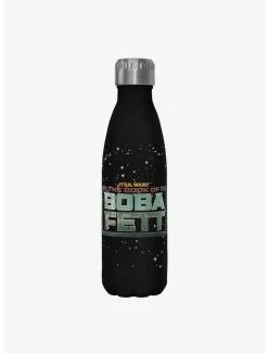 Boxlunch Star Wars The Book Of Boba Fett Boba Fett Main Logo Black Stainless Steel Water Bottle