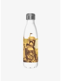 Boxlunch Star Wars The Book Of Boba Fett Boba Landscape White Stainless Steel Water Bottle