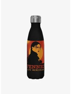 Boxlunch Star Wars The Book Of Boba Fett Fennec Shand Poster Black Stainless Steel Water Bottle