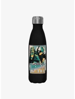 Boxlunch Star Wars The Book Of Boba Fett No Jabba No Wonga Black Stainless Steel Water Bottle