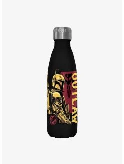 Boxlunch Star Wars The Book Of Boba Fett Outlaw Boba Fett Black Stainless Steel Water Bottle