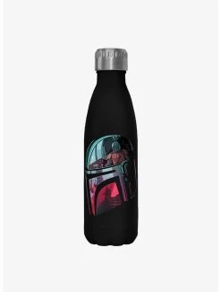 Boxlunch Star Wars The Mandalorian Helmet Explanation Black Stainless Steel Water Bottle