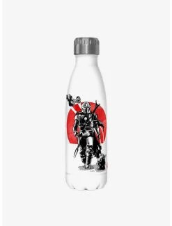 Boxlunch Star Wars The Mandalorian Mandolorian Sumi Ink White Stainless Steel Water Bottle
