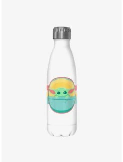 Boxlunch Star Wars The Mandalorian Rainbow Child White Stainless Steel Water Bottle
