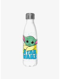 Boxlunch Star Wars The Mandalorian The Child Profile Logo White Stainless Steel Water Bottle