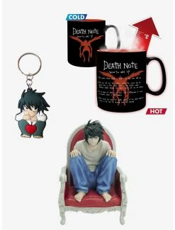 Boxlunch Death Note L Mug, Figure, And Keychain Bundle