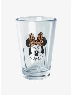 Boxlunch Disney Mickey Mouse Minnie Leopard Bow Mini Glass